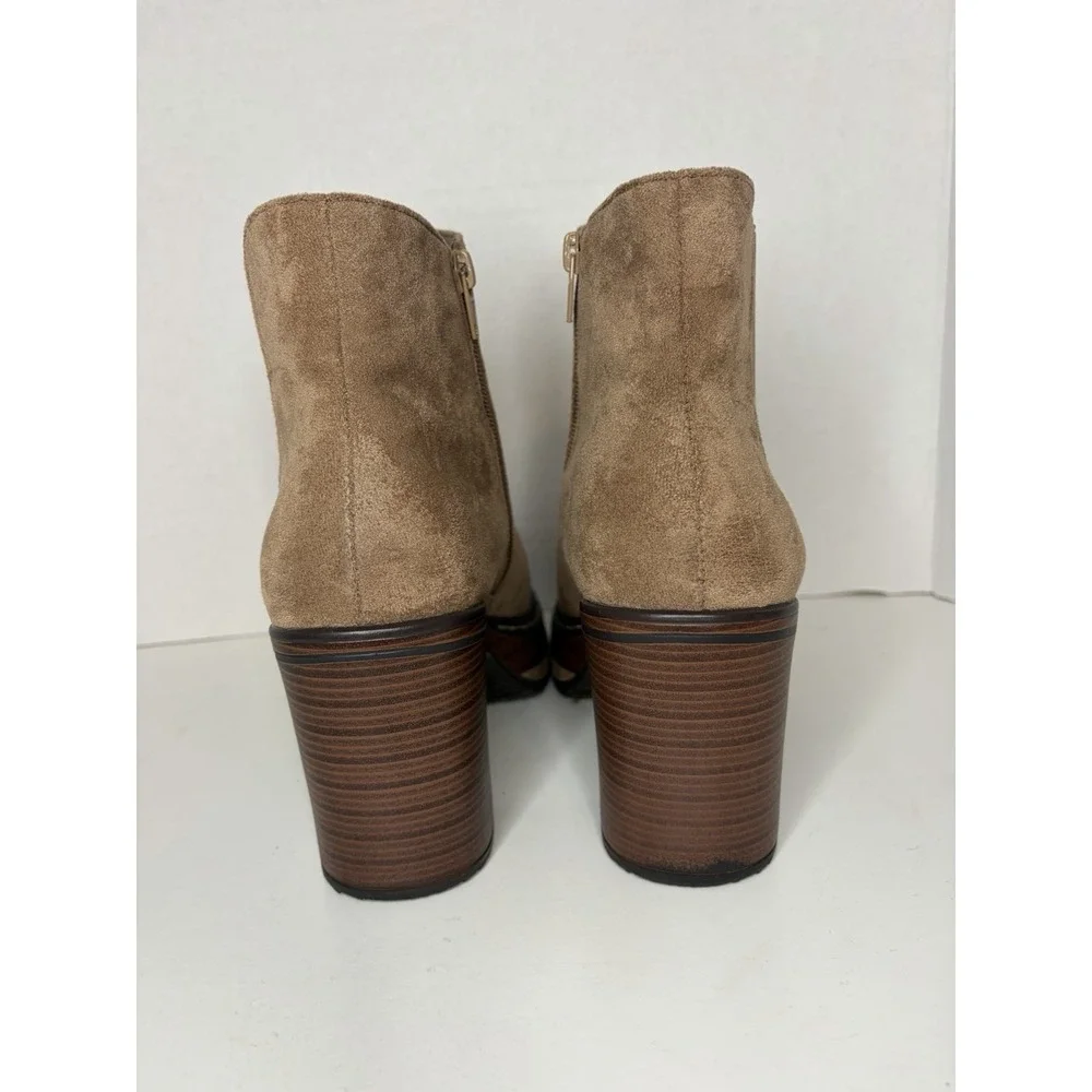 Altar'd State Sonata Platform Ankle Booties Block Heel Light Brown Taupe Sz 7.5